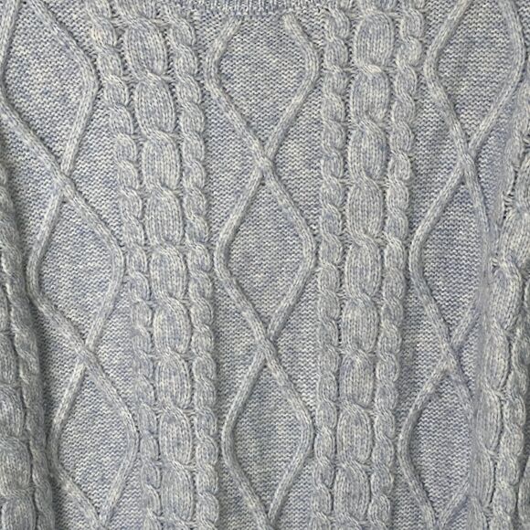 Sincerely Jules blue sweater cable knit ruffle shoulder Small - Picture 3 of 10